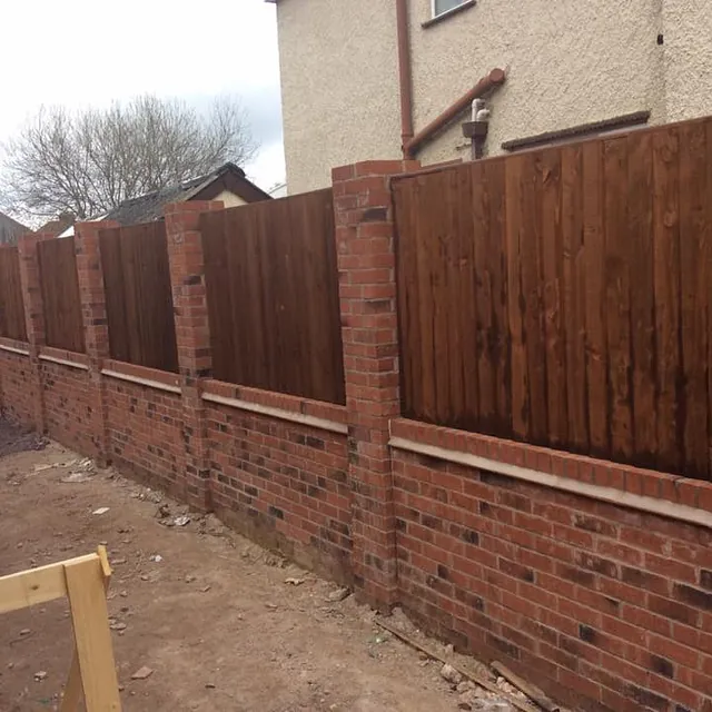 modern brick and wood fencing